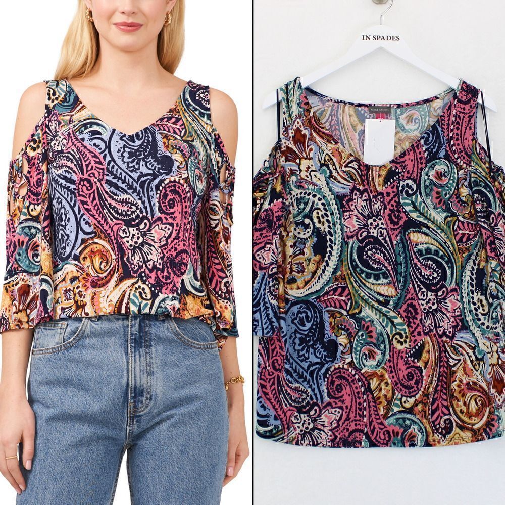 Vince Camuto Meadow Medley Printed Cold-Sho Cosmo Pink